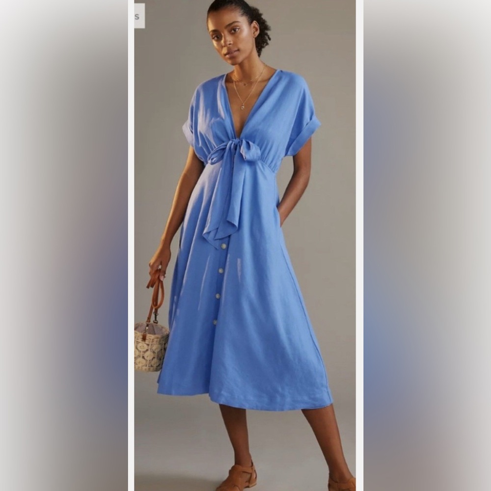 Anthropologie Blue Midi Dress Sz 10